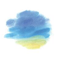 Background with blue sky, turquoise sea and yellow sand in the shape of a spot with blurred, soft edges. Bright juicy watercolor illustration drawn by hand. Isolated object on a white background vector