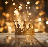 AI generated golden crown with a light background, photo