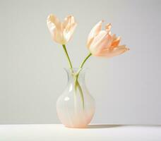 AI generated a white tulip in a vase is in front of a white background, photo