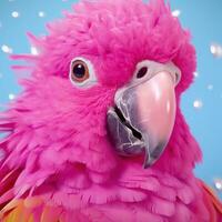 AI generated purple and pink parrot portrait photo