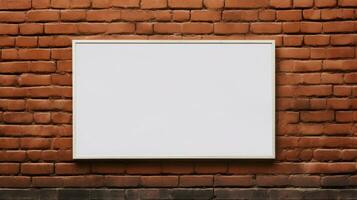 AI generated Billboard mockup with blank front, realistic on a mockup template in grunge brick wall , photo