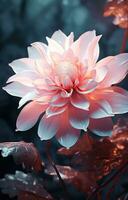 AI generated an elegant pink flower surrounded by white leaves, photo