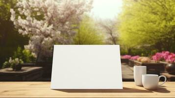 ai generado bloc con blanco frente, realista en un Bosquejo modelo en un mesa en un lujo hogar foto