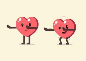 Vector cartoon heart character doing squat exercise