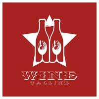 Wine bottle and glass logo vector