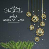 Christmas and new year background concept. Top view of Christmas ball, christmas event, star and snowflake on dark background. Merry Chrismas art vector background