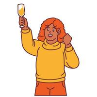 A Woman celebrating party and holding glass of champagne vector