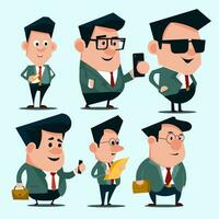 set of flat design business man characters, suitable for business themes, finance, offices, etc., vector