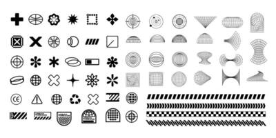 set Y2k streetwear element shape pack collection futuristic shape element vector