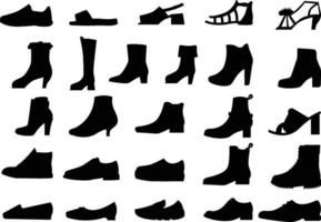 vector fashion shoes silhouette, set of icon boots