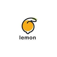 limón logo icono sencillo estilo línea color amarillo vector