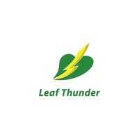 lightning leaf logo design vector