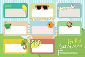 Summer Labels. Summer Notebook Labels. Pastel Name Labels. vector