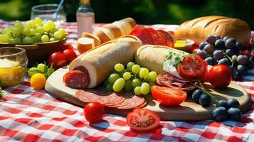 ai generado Fruta divertido picnic comida foto