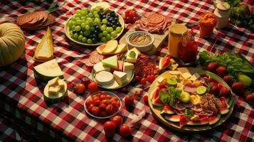 ai generado perritos calientes césped picnic comida foto