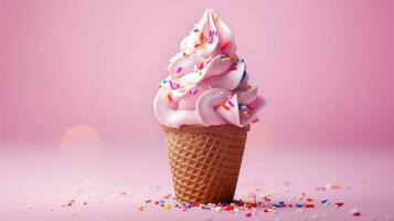 AI generated strawberry pink ice cream photo