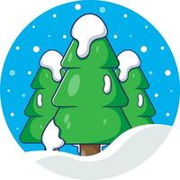 pino árbol pegatinas vector ilustración con nieve otoño antecedentes. hermosa paisaje en invierno estaciones