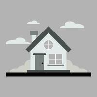 house vector premium flat style in black and white bungalow