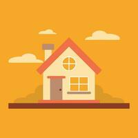 house vector premium flat style in autumn colors bungalow