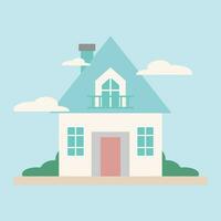 house vector premium flat style in cute colors two storey house