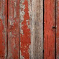 AI generated Wood background with red cracked-paint photo