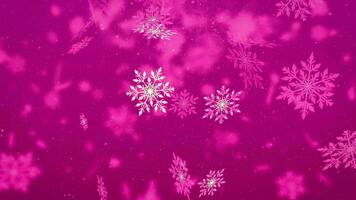 Pink snowflakes and bokeh lights on 3D background video