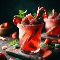 AI generated Strawberry cocktail with mint leaves AI Generative photo