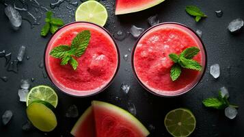 AI generated Fresh watermelon juice with mint leaf AI Generative photo