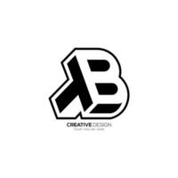 Letter Tb or Bt initial modern negative space abstract monogram logo vector