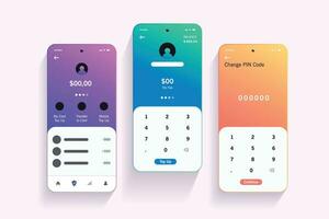 Ui Mobile screens set with user interface Design vector