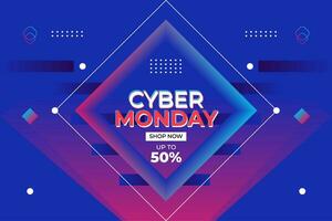 Vector Cyber Monday Sale Poster Design with Discount Offer on Glossy Blue monday Background theme