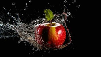 AI generated Fresh apple with water splash AI Generative photo