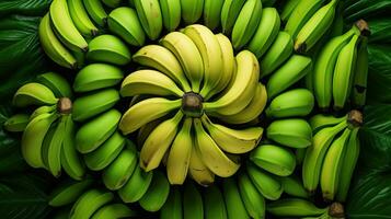 AI generated Portrait green banana with leaf AI Generative photo