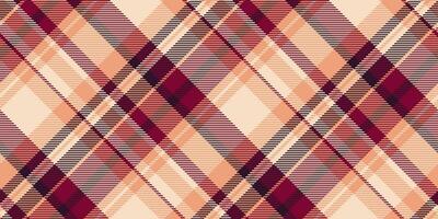 Installing plaid seamless fabric, customized background pattern texture. Minimal check textile tartan vector in light and orange colors.