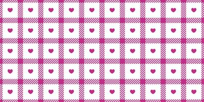 Gingham pattern with hearts. Seamless tartan vichy check plaid for gift card, wrapping paper, invitation on Valentines Day print vector