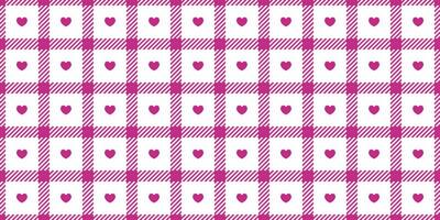 Gingham pattern with hearts. Seamless tartan vichy check plaid for gift card, wrapping paper, invitation on Valentines Day print vector