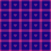 Gingham pattern with hearts. Seamless tartan vichy check plaid for gift card, wrapping paper, invitation on Valentines Day print vector