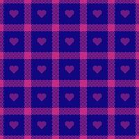 Gingham pattern with hearts. Seamless tartan vichy check plaid for gift card, wrapping paper, invitation on Valentines Day print vector