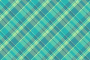 Home textile plaid background, silk texture seamless pattern. Custom vector check fabric tartan in teal and cyan colors.