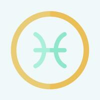 Icon Pisces. related to Horoscope symbol. flat style. simple design editable. simple illustration vector