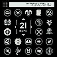 Icon Set Horoscope. related to Education symbol. glossy style. simple design editable. simple illustration vector