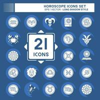 Icon Set Horoscope. related to Education symbol. long shadow style. simple design editable. simple illustration vector