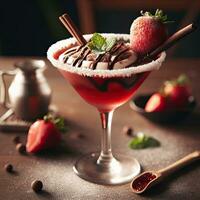 AI generated Strawberry cocktail with chocolate AI Generative photo