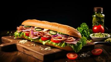 AI generated Delicious submarine sandwich AI Generative photo
