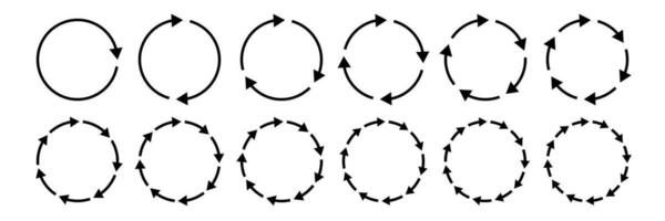 Circle arrow chart. Cycle icon, circular infographic element. Round step loop, sync loading symbol. Dynamic progress option editable stroke vector signs