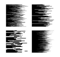 velocidad líneas. línea degradado patrones, horizontal blanco y negro movimiento gráfico. monocromo resumen trama de semitonos píxel textura, cómic libro efecto vector conjunto