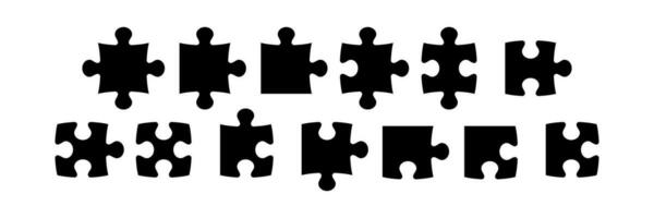 Puzzle pieces. Jigsaw template elements, puzzles shapes blank silhouettes. Logic kid game, jigsaw vector isolated set