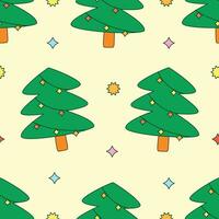 colorful christmas tree cartoon seamless pattern background for wrapping vector