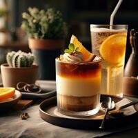 AI generated Smoothie pudding with orange juice AI Generative photo
