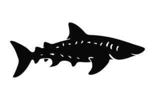 A Zebra shark silhouette Vector isolated on a white background